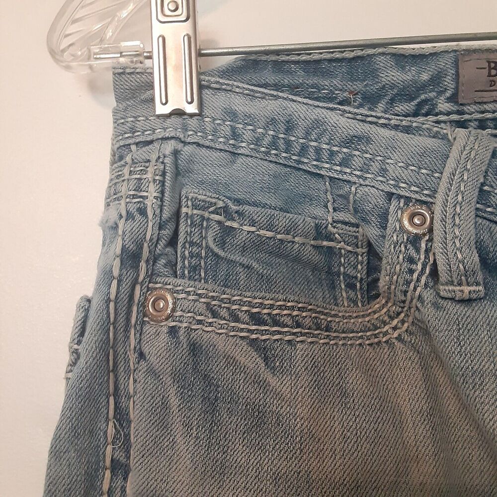 BKE Fulton Jeans Men's 29R Bootcut Low Rise Medium Wash Blue Stretch Distressed - Picture 2 of 13